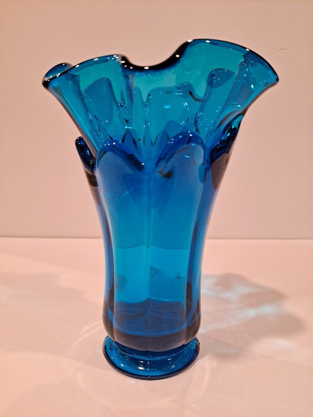 Vintage blue viking swung vase 7.5"